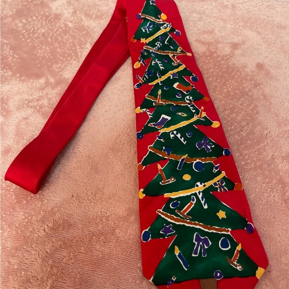 Holiday Red Christmas Tree Tie - Picture 3 of 6